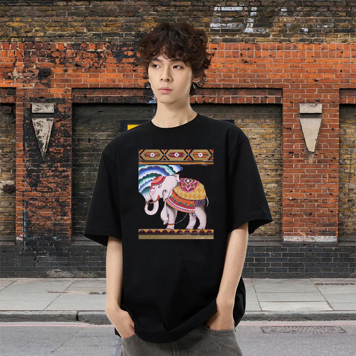 Free Shipping Men Tees 230g 100% Cotton Spring Summer Elephant Skull Crew Neck Breathable Stylist Men T Shirts Tees Shirts