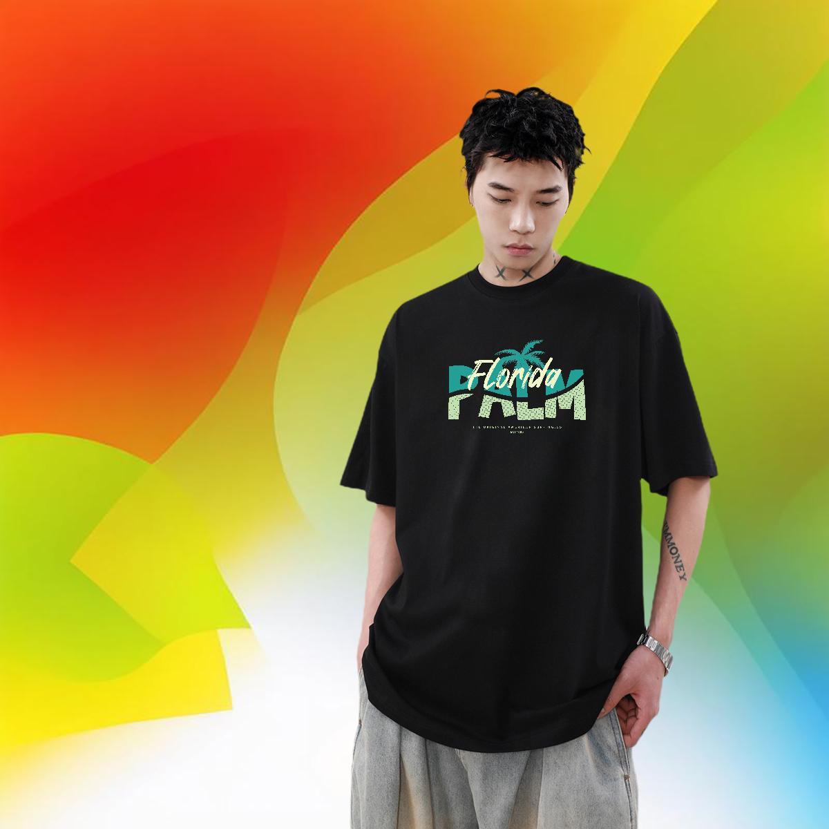 Unisex Tshirts 230g Cotton Street tree DIY Printed Short Sleeve Soft New T Shirts Men Tops