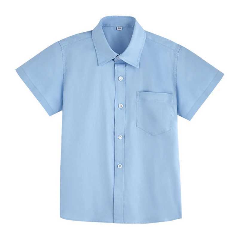 Summer Shirts for Teenage Boys Girls Cotton Short Sleeve White Blouses School Uniform Girls Puff Sleeve Blue Tops 4 8 12 16W240729