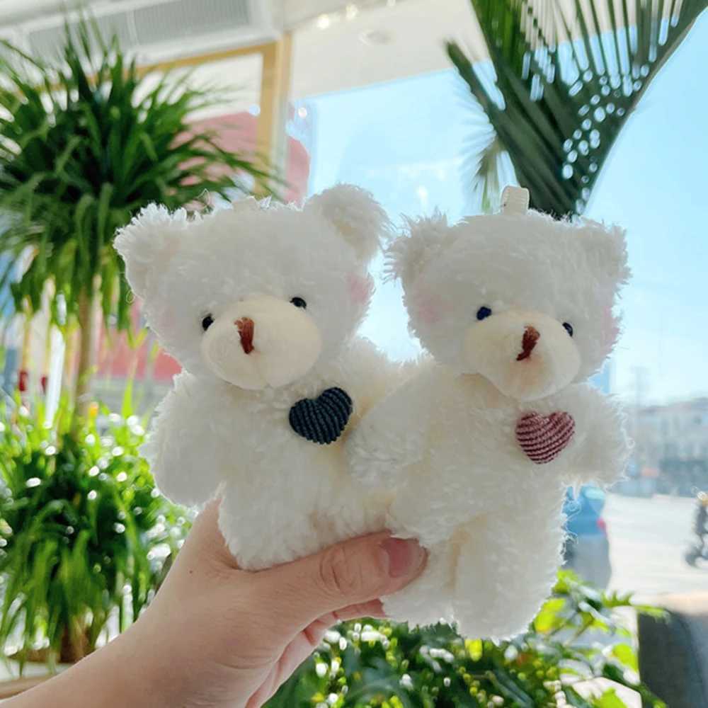 Korea 11cm Soft Teddy Bear Keychain Plush Rabbit Pendant Keychain DIY Trinket Kids Stuffed Animal Toys Bag Car AccessoriesL240729