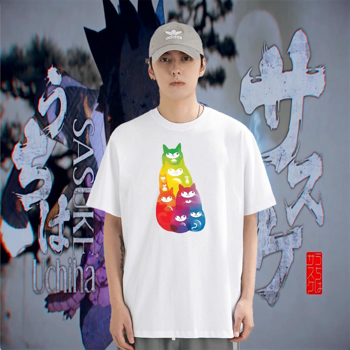 High Quality Couples T Shirts 230g Cotton Casual Beach colorful Anime Print Breathable Short Sleeve New Designer Man T Shirts Tshirts