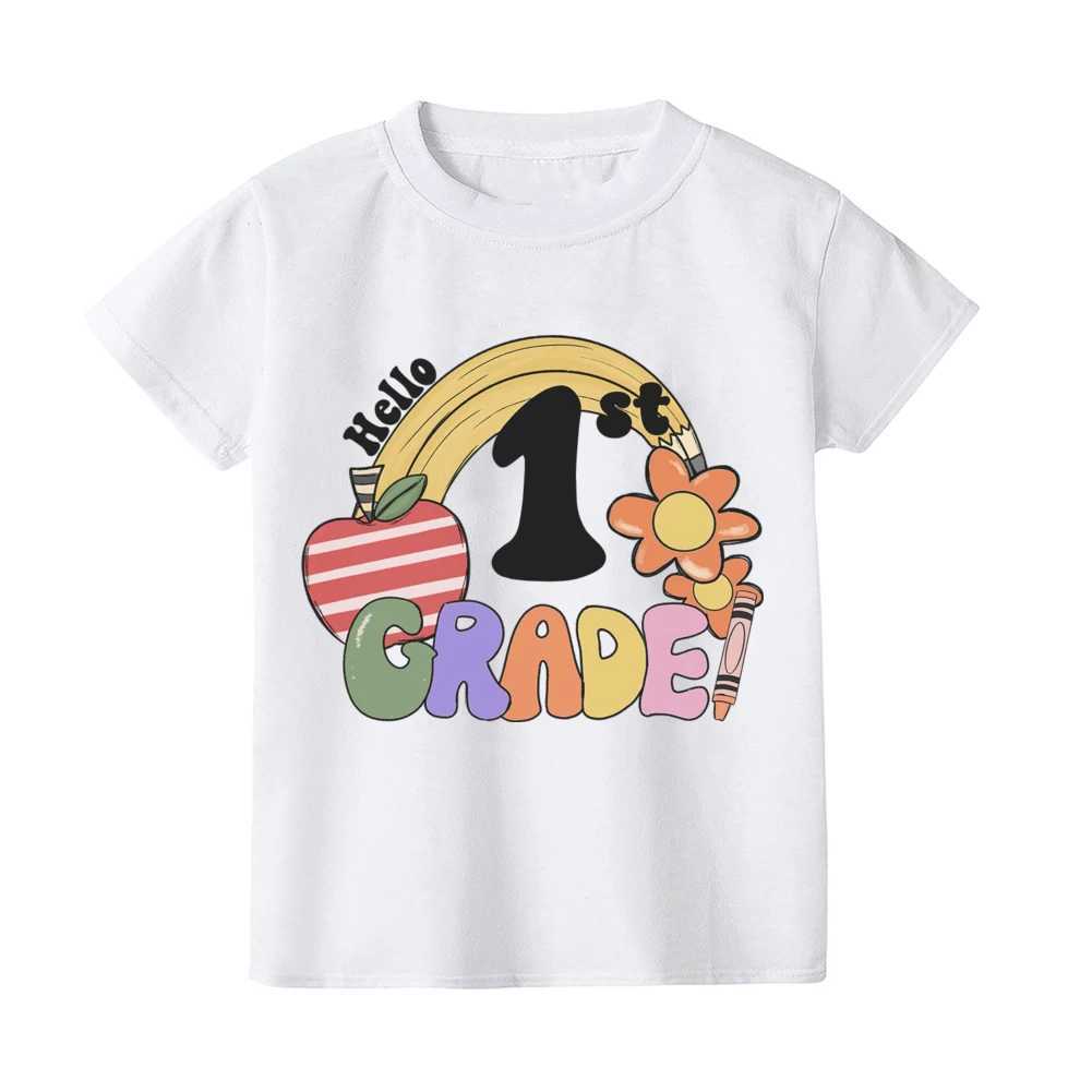 T-shirts Hello First Grade Kids T-Shirt Children Back To School Shirt Boy Girl Clothes First Day of School Shirts Kid 1st Grade Gift TeeL24729