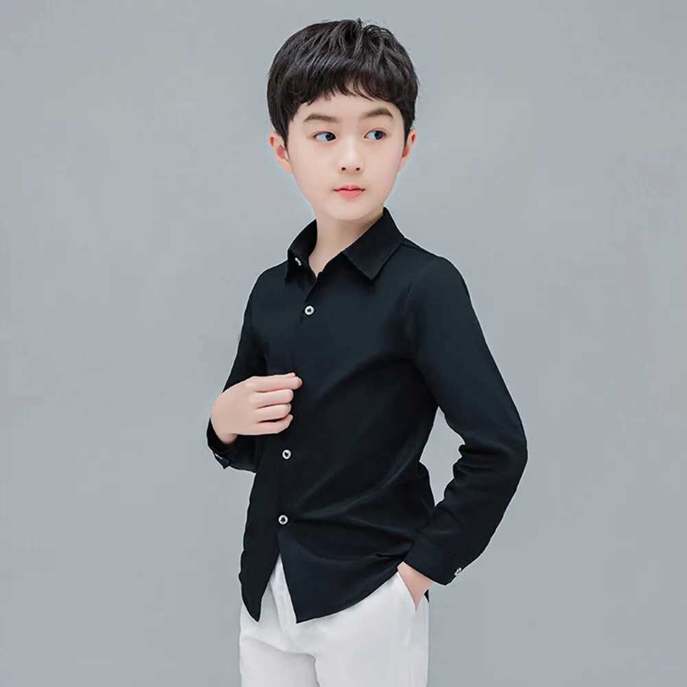 LOLANTA childrens white long sleeved shirt boys wear pure cotton button down shirt for formal wedding partyW240729