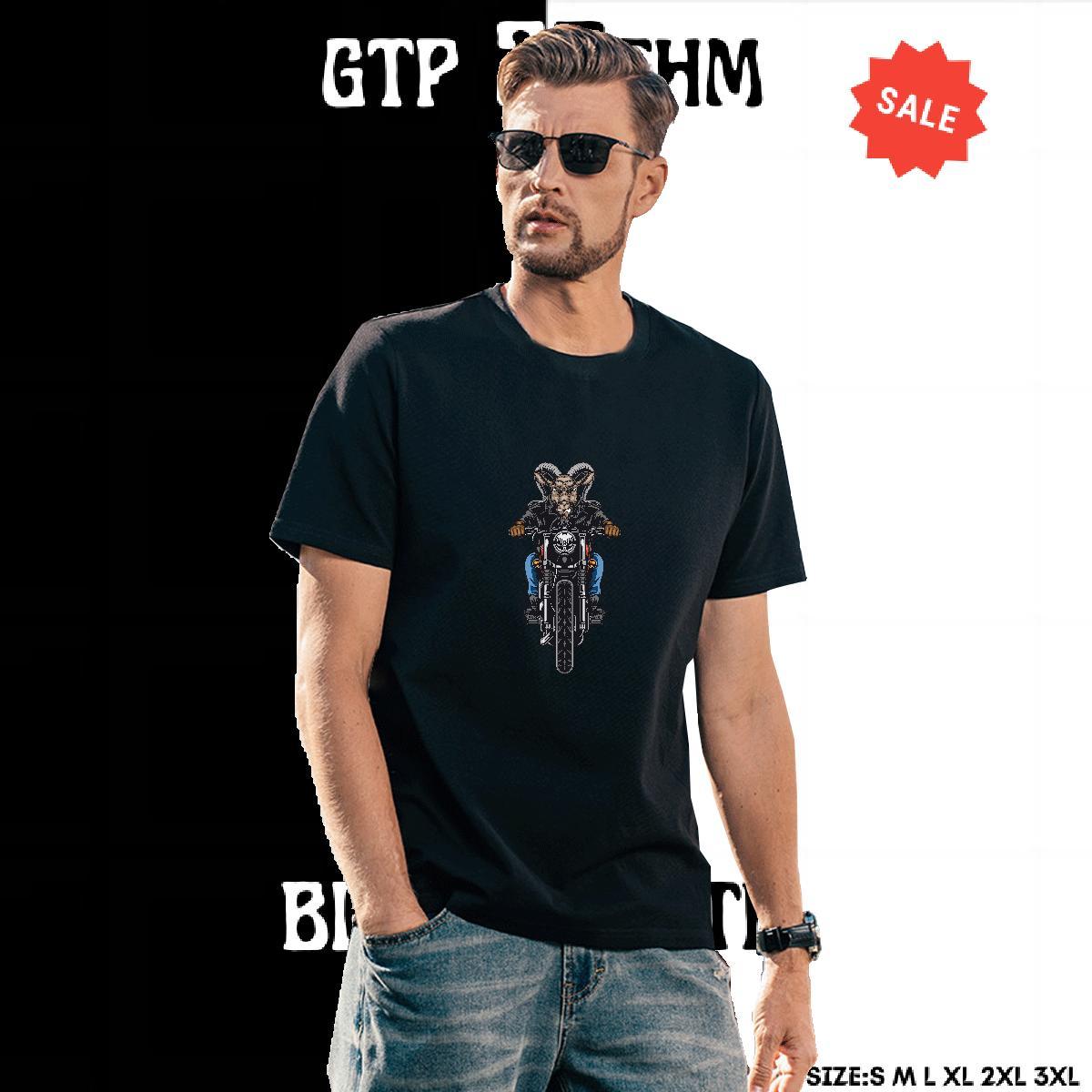 Cool Men Tshirts 230g Cotton Outdoor Motorcycle Cartoon Printing L-4XL Short Sleeve O-Neck 2024 Designer T-Shirts Tees