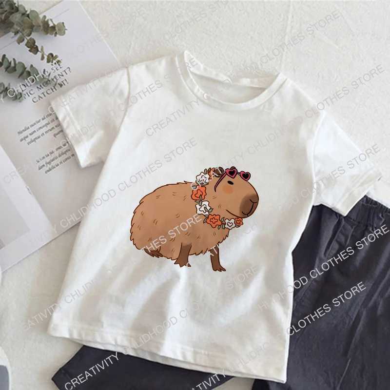 T-shirts Capybara Children T-Shirts Kids Tee Shirt Cartoons Kawaii Casual Clothes Anime for Boy Girl Tops Short Sleeve ClothingL24729