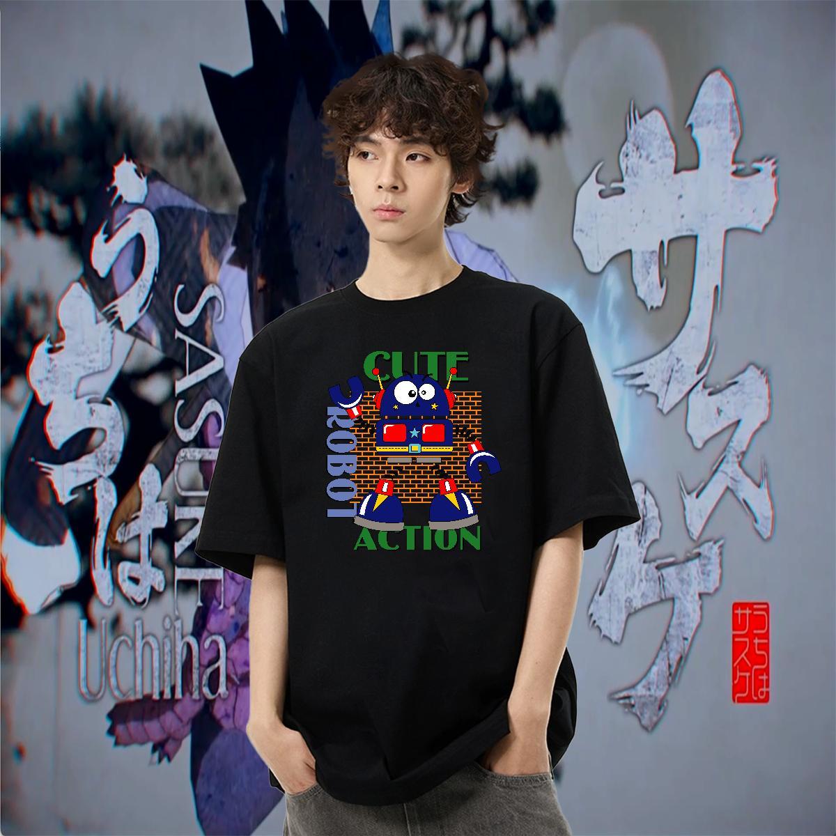 High Quality Tshirts 230g 100% Cotton Casual Daily Wear robot Plus Size Cartoon Pure Cotton 2024 T Shirt For Man Tops Shirt