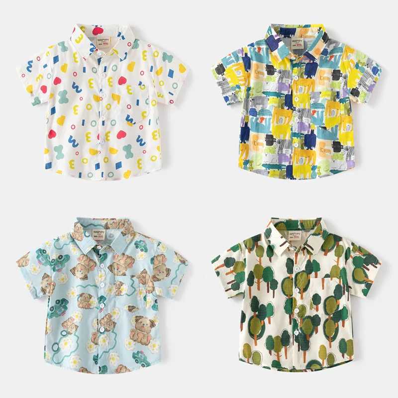 Full printed fabric boys style cotton childrens top summer childrens clothingW240729