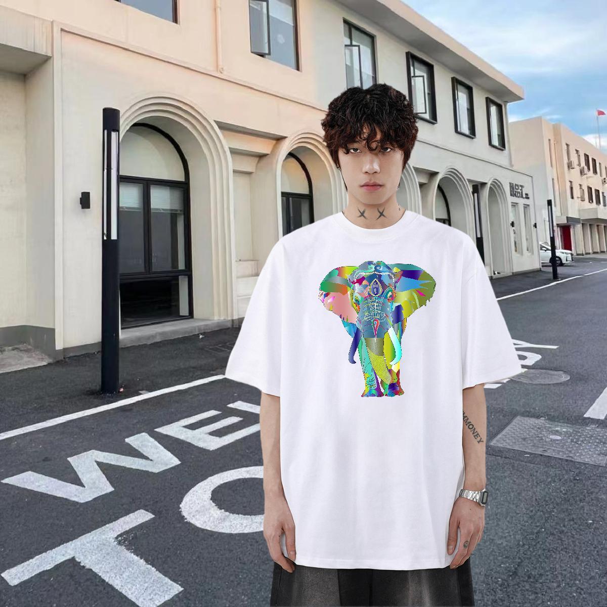 Classic Tshirt for Man Woman 230g Cotton Daily Outfit Elephant Custom Big Size Breathable Soft Brand Mens T Shirts Tees Shirts