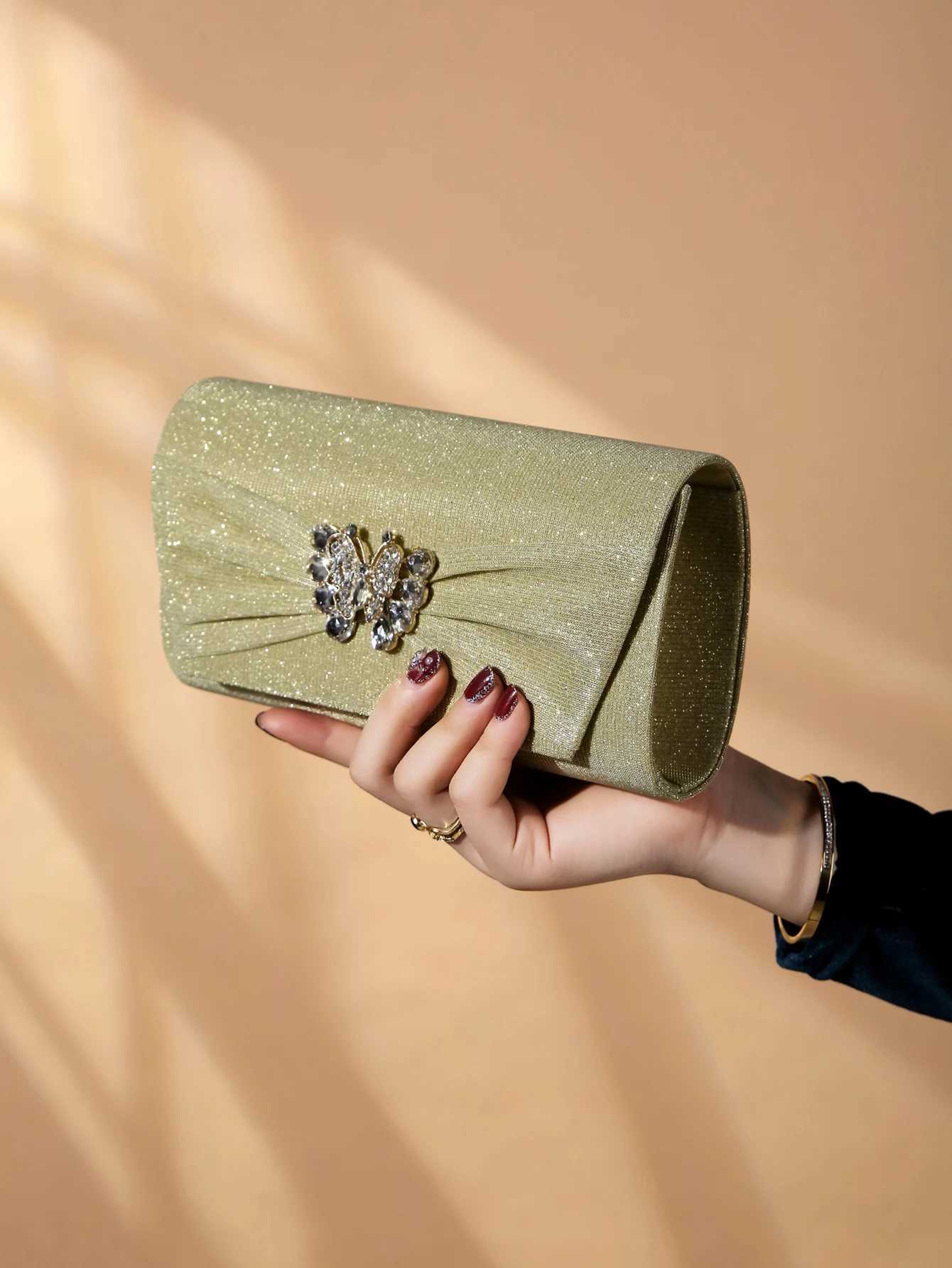 Glamorous Glitter Bling Sequin Luxury Shiny Rhinestone Decor Flap Chain Glitter Square Bag Evening BagXJ240729