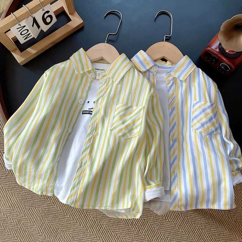 Childrens shirt spring thin shirt baby boy flat top childrens boy coat long sleeved casual shirt D2LW240729