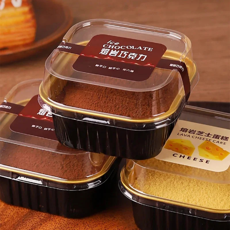 100pcs Black Gold Cake Cups Reusable Aluminum Foil Cake Box With Lids Mousse Dessert Packaging Boxes Baking Molds Party Favors 240729