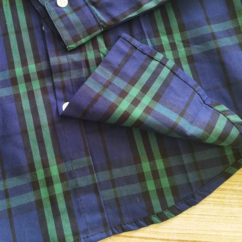IENENS childrens plain weave shirt checkered shirt long sleeved childrens casual printed shirt loose cotton top fully matched spring new styleW240729