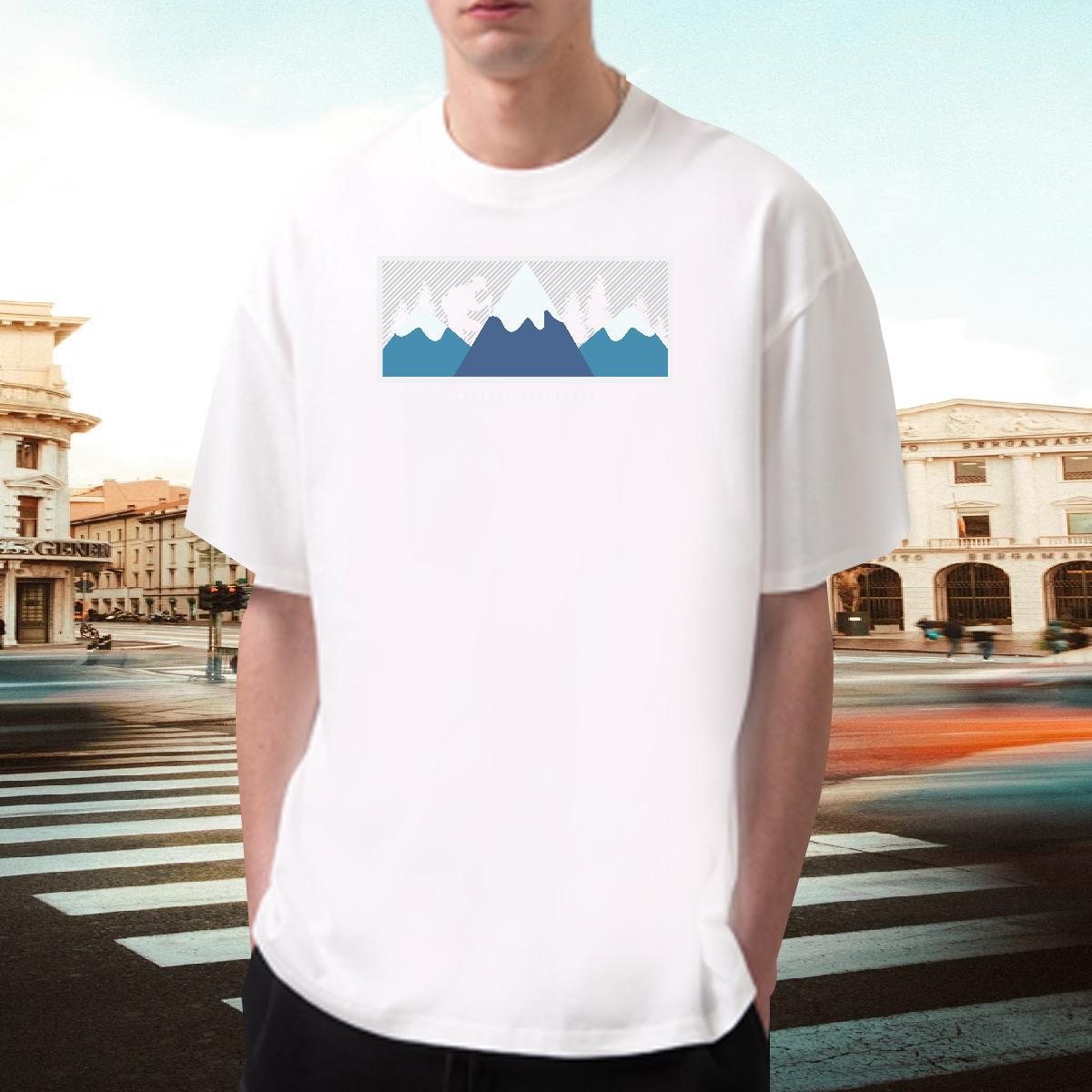 Free Shipping Men Clothes T-Shirt 100% Cotton 230g Street Casual mountains Customized Breathable Short Sleeve 2024 DIY T-Shirts Tee Shirt