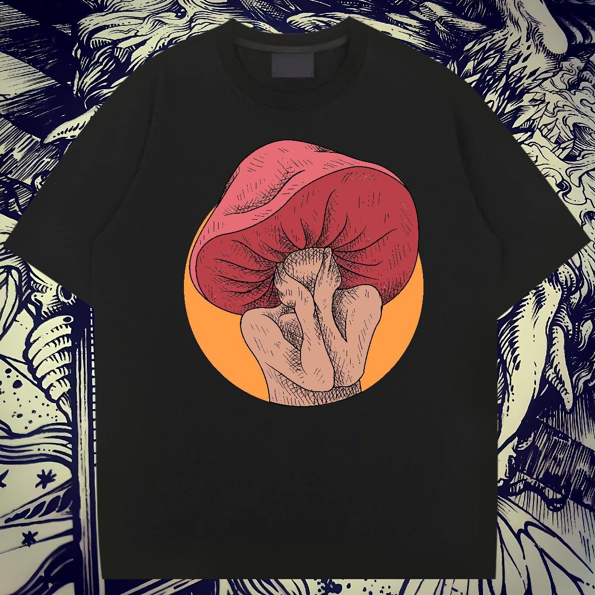 Designer Tshirt for Man Woman 230g 100% Cotton Summer Casual mushroom Graphic Crew Neck Breathable Fashion T Shirts Men Clothes