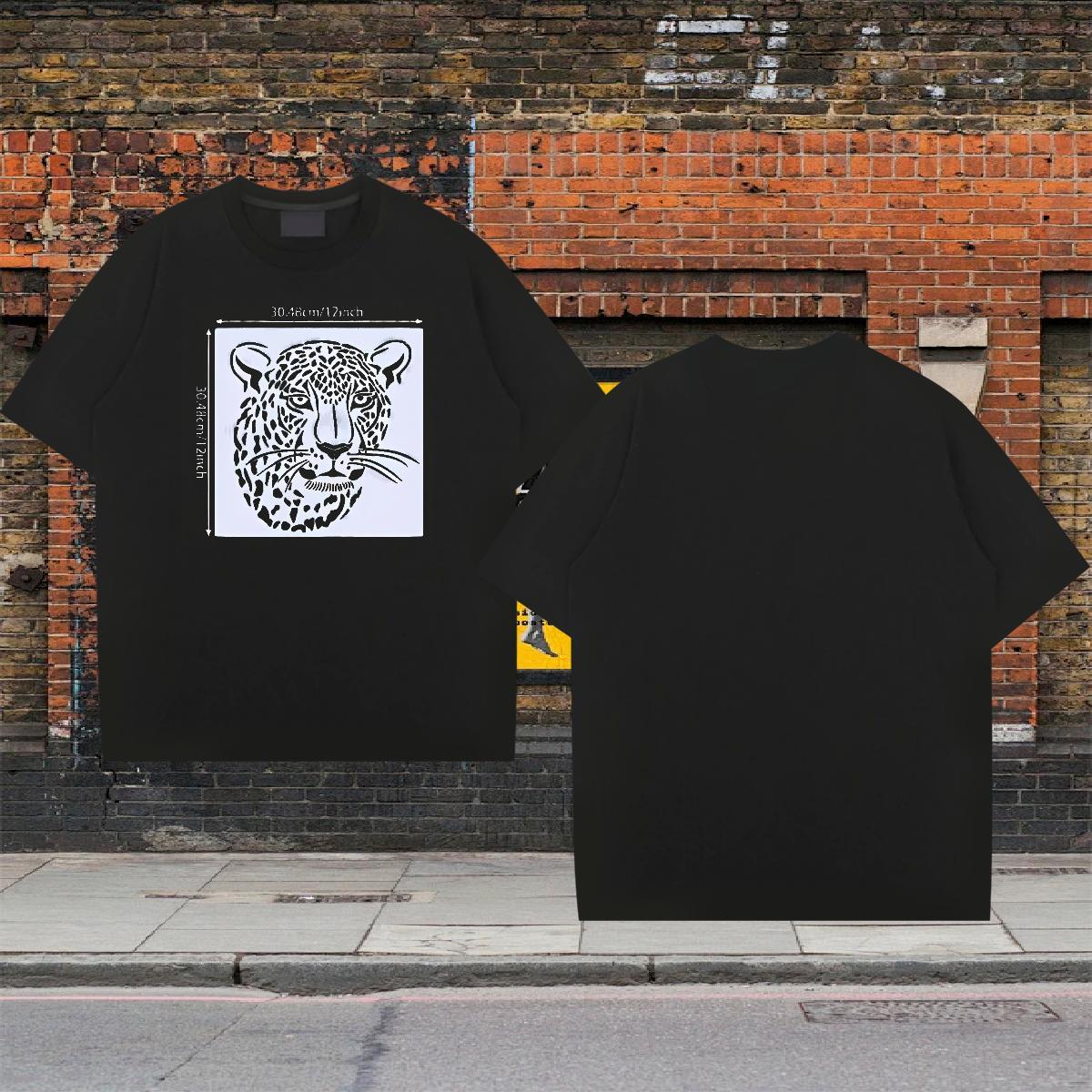 Brand Mens Tshirts 230g 100% Cotton Daily Outfit leopard Customized Print Short Sleeve Soft 2024 Summer Man T Shirts Top Tees