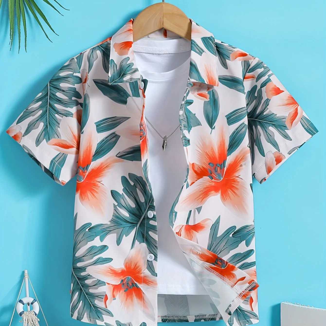 Boys shirts childrens clothing casual T-shirts boys short sleeved buttons babies summer clothing childrens T-shirts girlsW240729