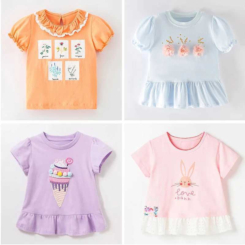 T-shirts 100% Combed Cotton t-shirt 2024 Summer Bebe Baby Girl Clothes Short Sleeve Kids t shirt Casual Tee Tops Infant Children ClothingL24729