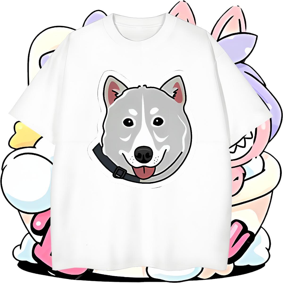Loose Fit Tshirts 230g 100% Cotton High Street Hip Hop dog Custom Printed O-Neck Short Sleeve Designer T Shirts Men Tees Shirts