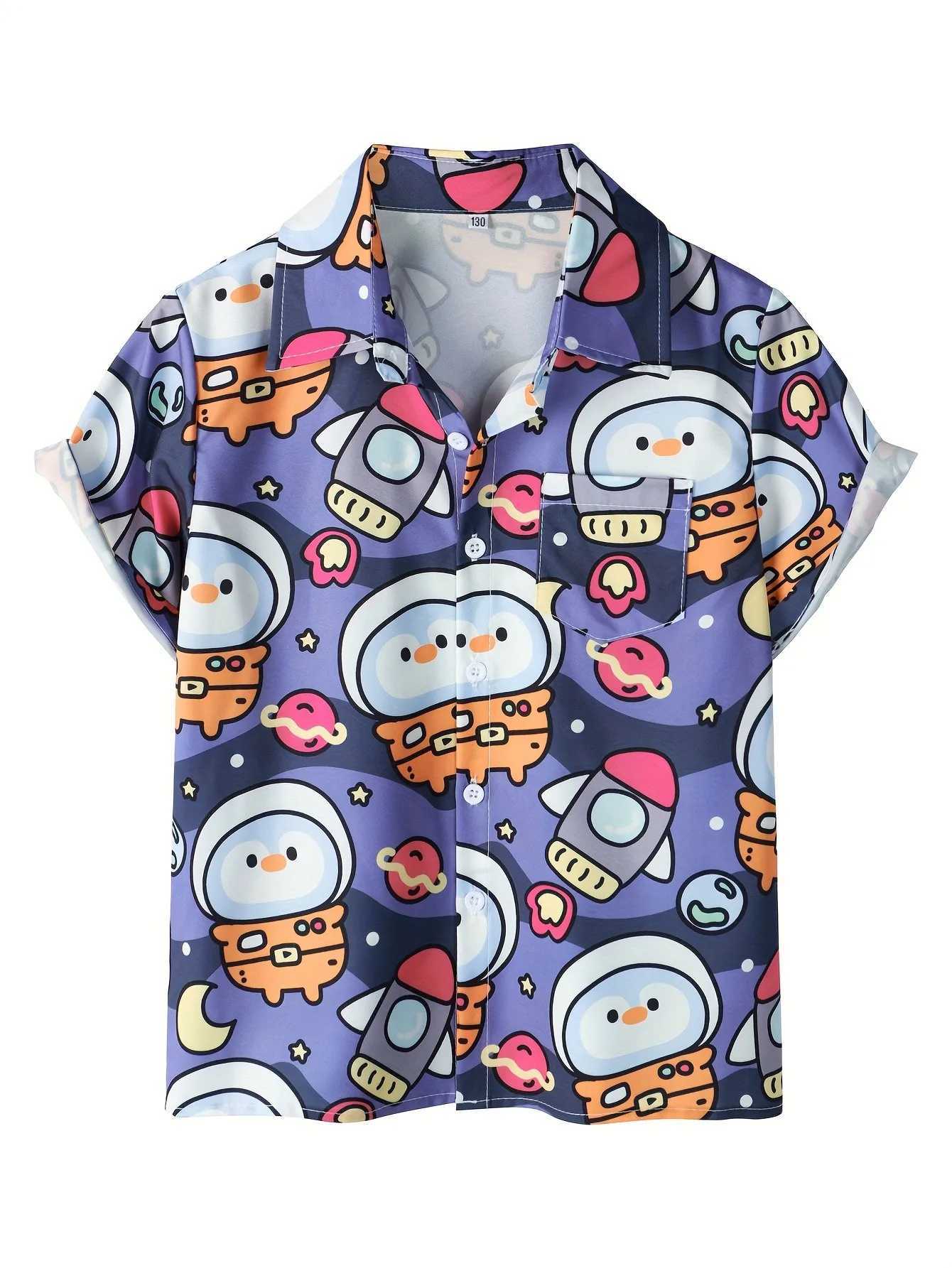 Summer Boys Holiday Short Sleeves Cute Printed Shirt Cute Boys Shirt Camisas BlousesW240729