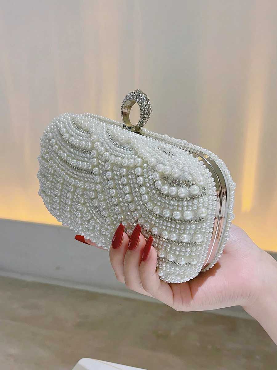 Elegant Pearl Rhinestone Clutch Glitter Dinner Clutch Purse Classic Banquet Handbag For Wedding Party PromXJ240729
