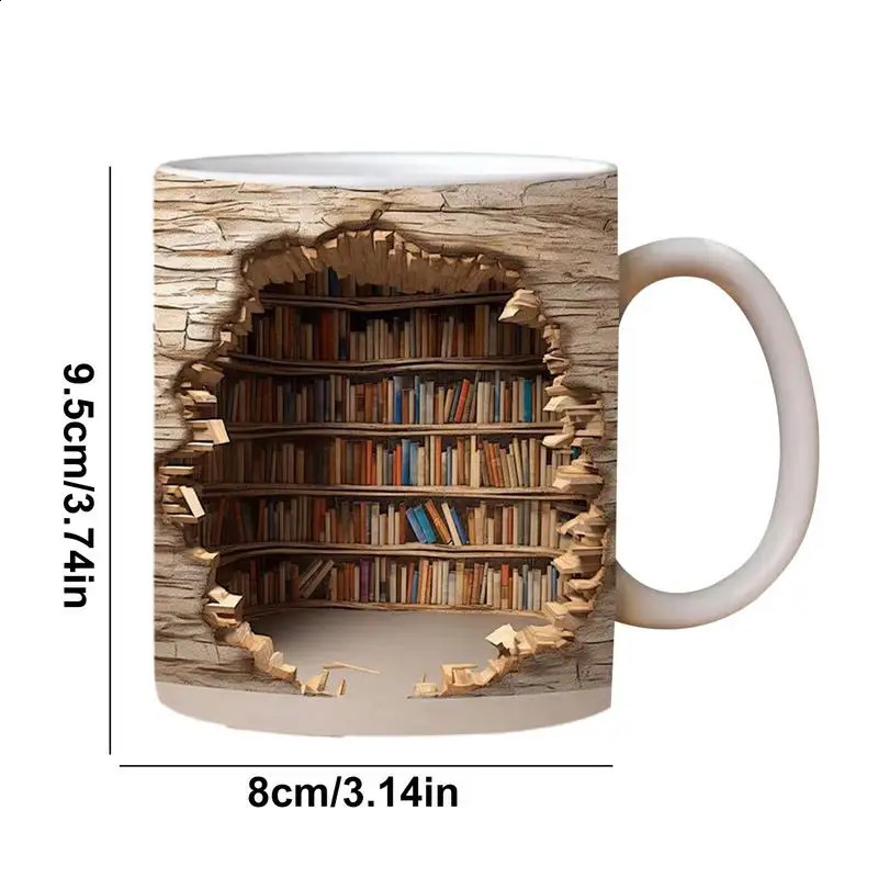 3D Bookshelf Hole In Wall Mug, Personalized Custom Photo 11oz Ceramic Coffee Tea Cup for Birthday Christmas 2024 dh3628137