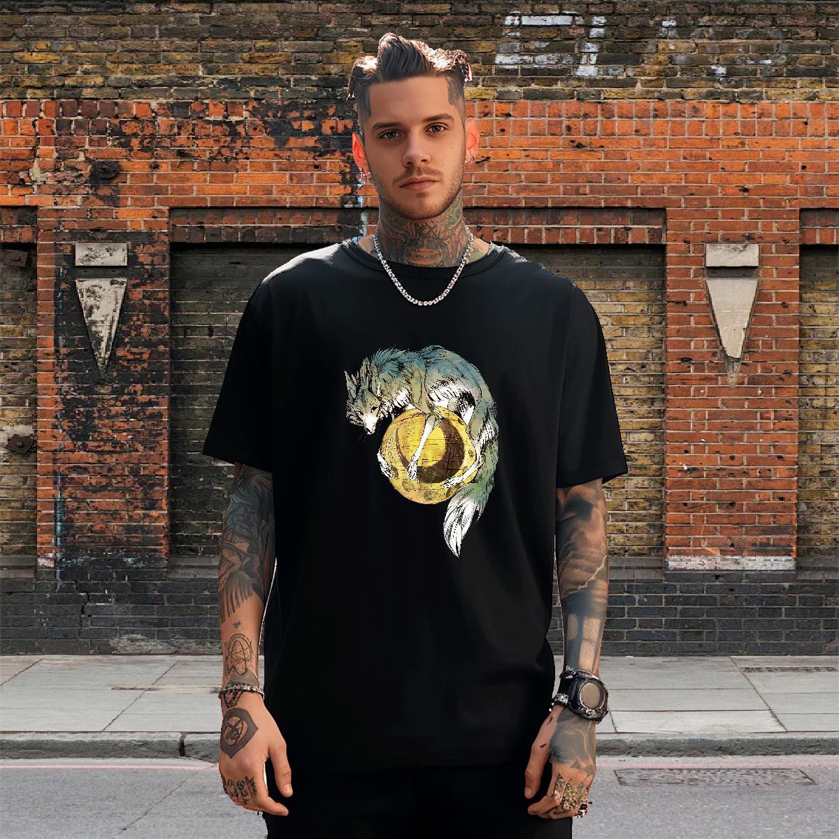 Free Shipping Tshirts 230g Pure Cotton Sport wolf White Plus Size Crew Neck Breathable New Designer T Shirts Men Tee Shirt