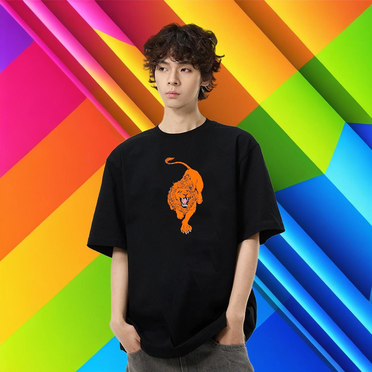 Loose Fit Mens Tshirts 230g Cotton Summer Casual tiger Oversized 4XL O-Neck Short Sleeve Fashion Design Mens T Shirts Tops Tees