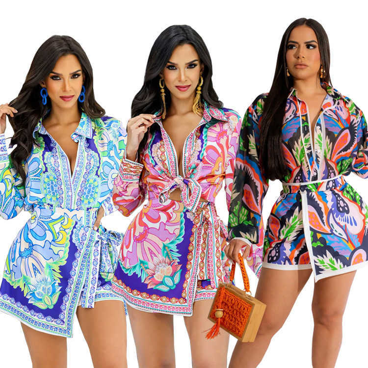 Two Piece Dress Fashion Casual Print Irregular Two-piece Set T240729