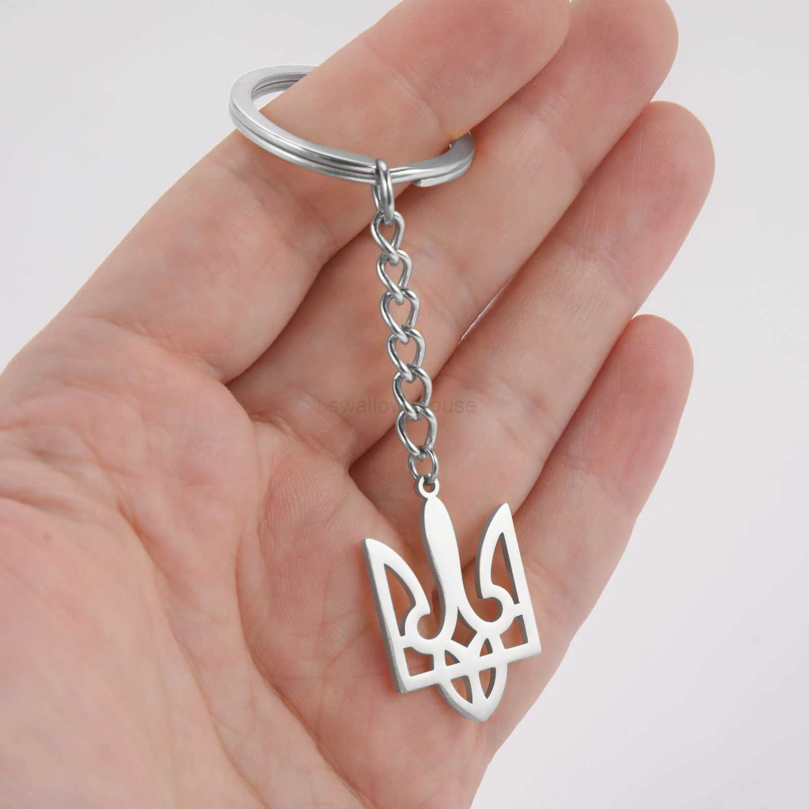 Ukraine National Emblem Keychain Ukrainian Symbol Rings Holder Steel Gold Color Jewelry Bijous Badge Bag Pendant Car Key ChainsL240729