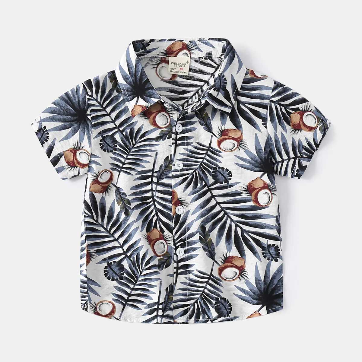 Baby boy short sleeved shirt soft and comfortable casual short sleeved shirtW240729
