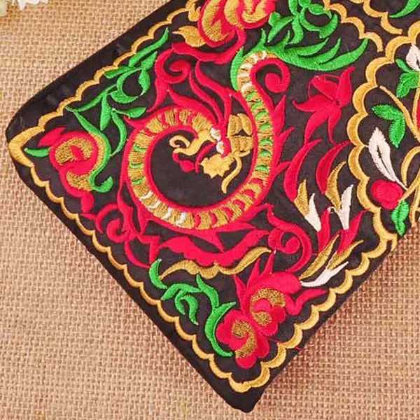 Women Floral Embroidered Boho Wristlet Girls Evening Clutch Bags Handbags Handmade Beach Bag With LanyardXJ240729