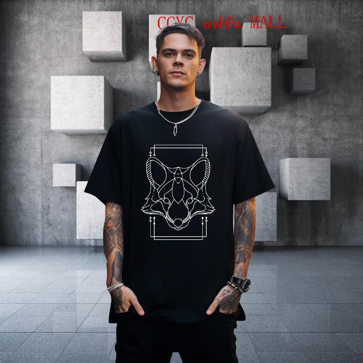 Loose Couples T Shirts 100% Cotton 230g Summer Casual wolf Custom Print Plus Size O-Neck Short Sleeve Fashion Casual T-Shirts Clothes