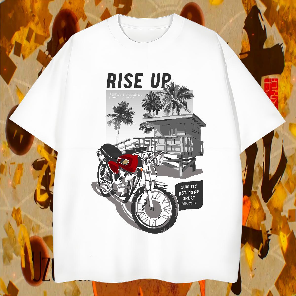 Soft Men Tops Tees 100% Cotton 230g Outdoor Motorcycle Custom Cartoon Breathable Short Sleeve Fashion Man T Shirts Tops Shirt