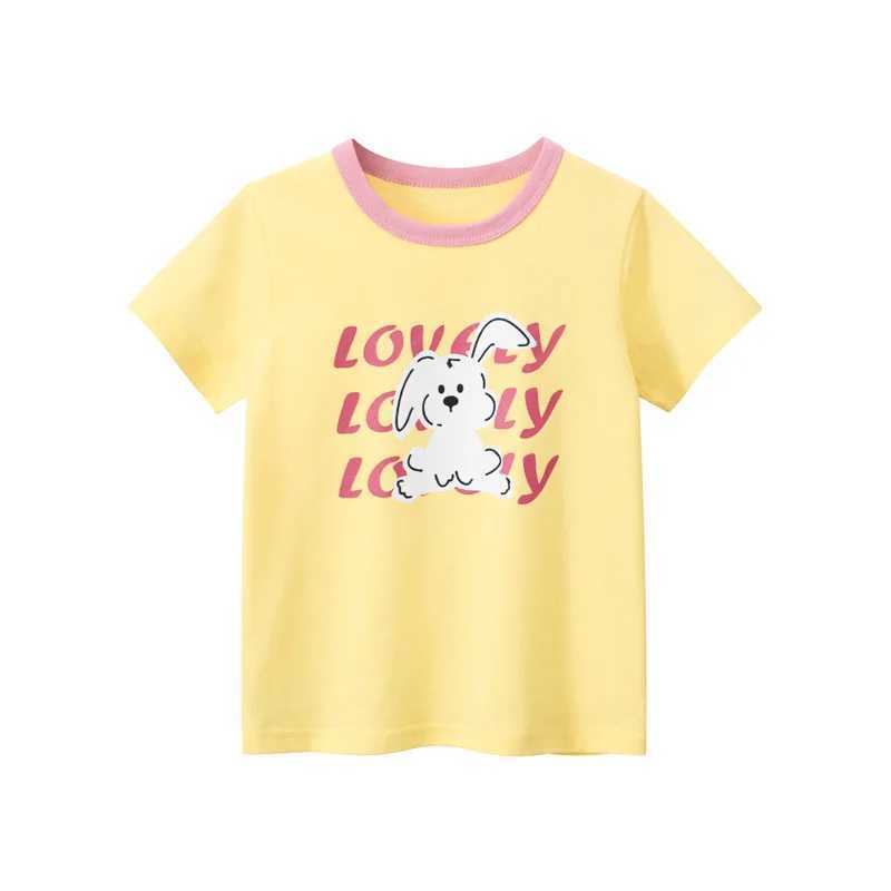 T-shirts 1-9T Toddler Kid Tshirt Baby Girls Clothes Summer Rabbit Print Infant Tee Top Cotton Short Sleeve Chlidrens T Shirt OutfitL24729