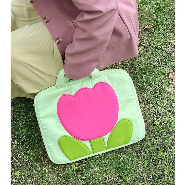 SwEEt TULip Color Matching Laptop Bag Protection Portable Handbag 240729