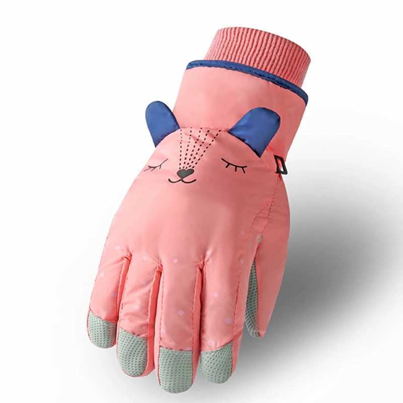 New winter warm baby gloves waterproof windproof anti slip cartoon childrens sports gloves childrens lined wool outdoor glovesW240729