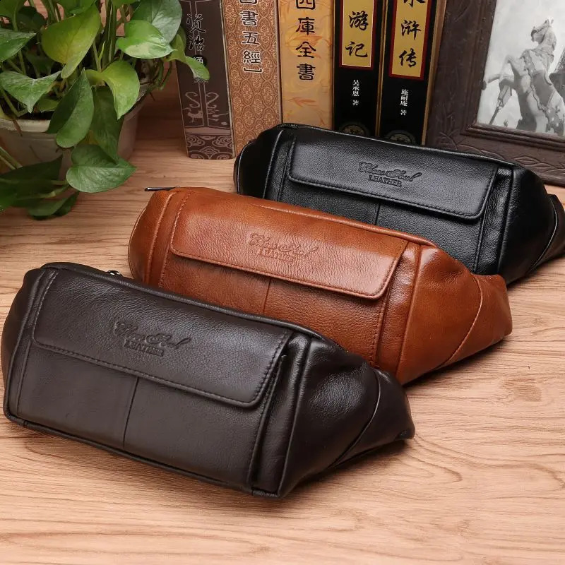 Men Waist Fanny Pack Belt Bag Genuine Leather Casual Fashion Travel Real Cowhide Male Loop Sling Chest Hip Bum Belt Bag 240729