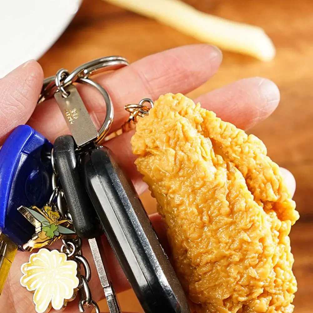 Fried Chicken Simulation Food Keychain French Fries Chicken Nuggets Key Chain For Friend Gift Fashion Creative Food PendantL240729