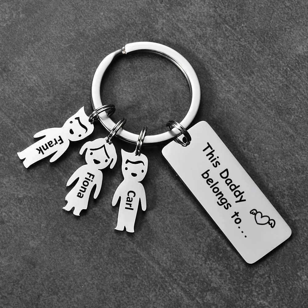 Customized Kids Names KeyRings Stainless Steel Bar Personalized Name Boys Girls Jewelry Charm Children Keychain for Family GiftsL240729