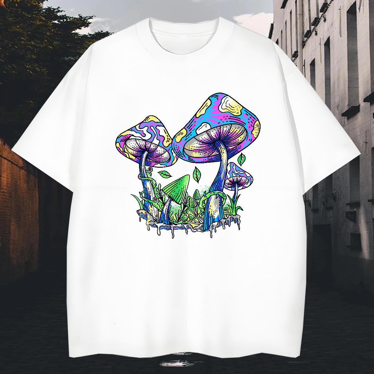 Loose Fit Men Tees 230g 100% Cotton Home Outdoor mushroom Oversized Pure Cotton Stylist T Shirts Men Clothings