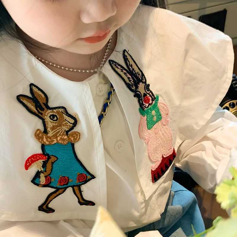 Baby Girl Blouses Spring Autumn Doll Collar Kids Tops Cartoon Embroidery Preschool Shirts Childrens Korean ClothingW240729