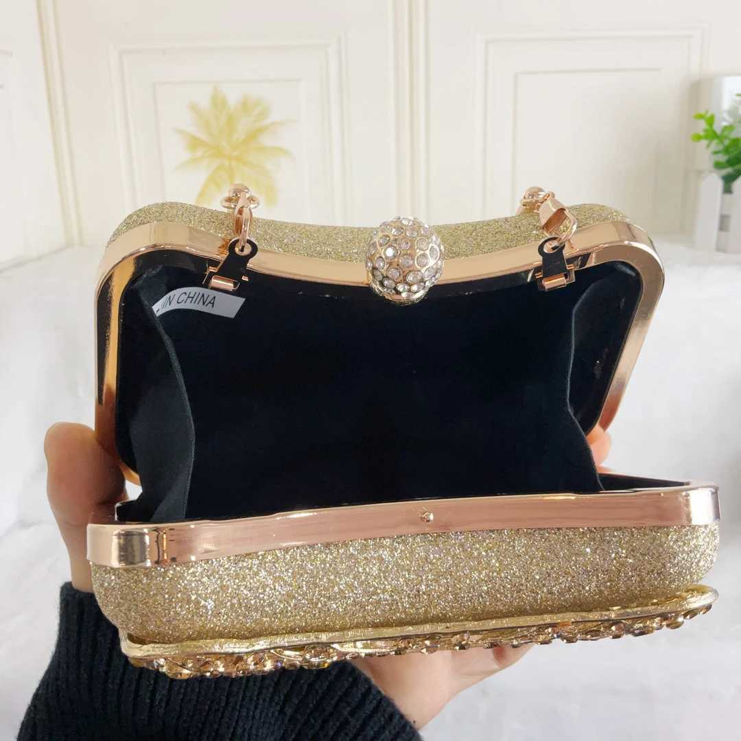 Dazzling Crystal Women Evening Bag Metal Box Clutch Wedding Bridal Diamond Minaudiere Mini Handbags Ladies Party PursesXJ240729