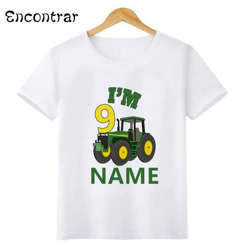 T-shirts Farm Tractor Car Cartoon Boys T shirt 1 2 3 4 5 6 7 8 9 Years Birthday Customize Name Kids T-shirts Baby Party ClothesHKP2487L24729