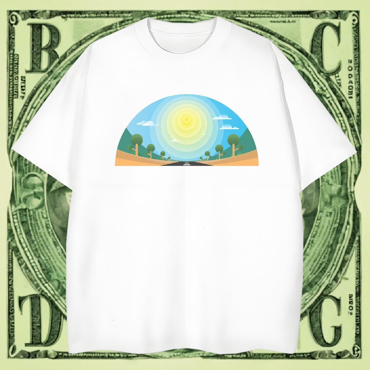 Soft Tshirts 230g Cotton Summer Casual sky DIY Breathable Short Sleeve Brand T Shirts Men Tops