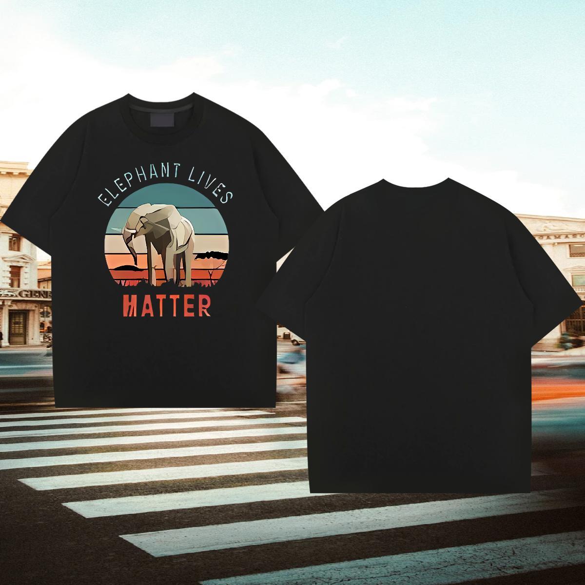 TOP Quality Mens Tshirts 230g Pure Cotton Summer Casual Elephant Cartoon Printing L-4XL Crew Neck Wholesale T-Shirts for Men Tees Shirts