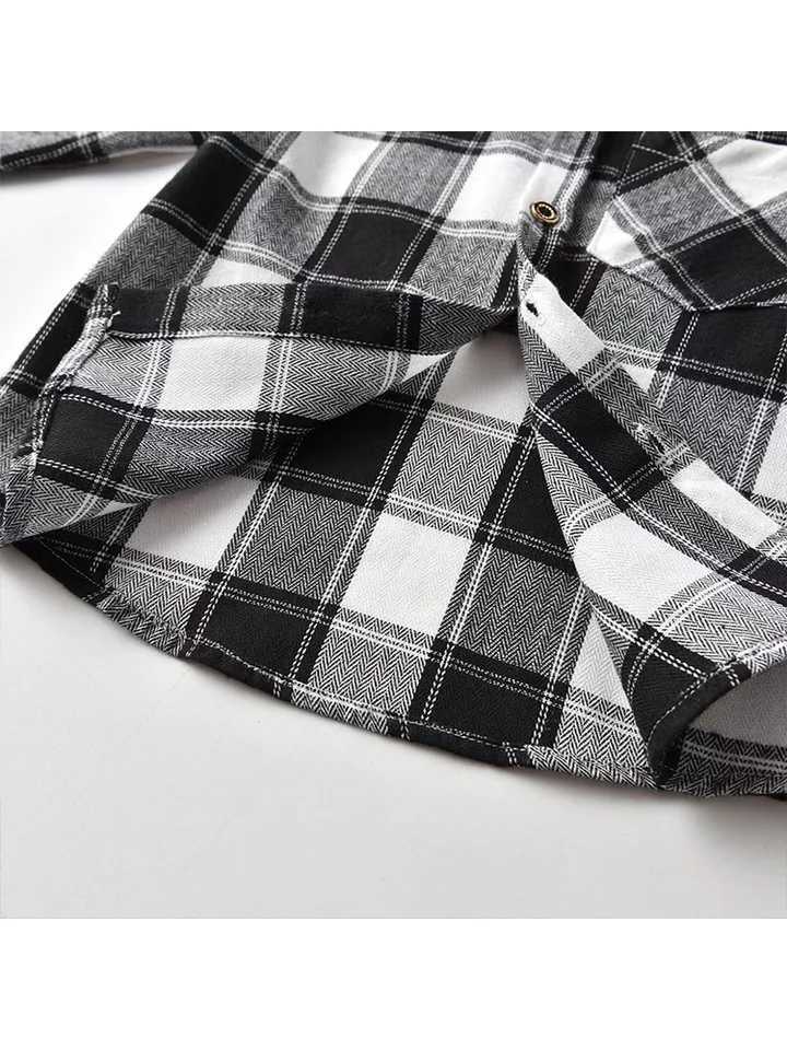 Childrens clothing boys plain weave shirt childrens casual long sleeved shirt boys thin lapel top childrens smallest casual shirtW240729