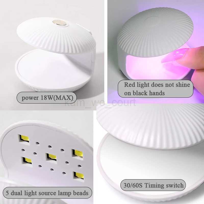 18W Shell Nail Dryer Lamp Mini Single Finger Phototherapy Machine UV Gel Polish Quick Drying Manicure Tools With USBM240729