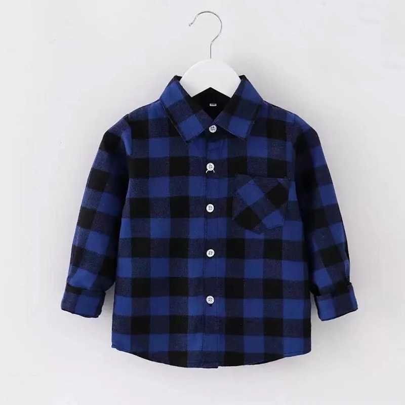 Childrens boy collar plain shirt long sleeved childrens clothing toddler boy shirt baby plaid shirt girls school shirt 2021W240729