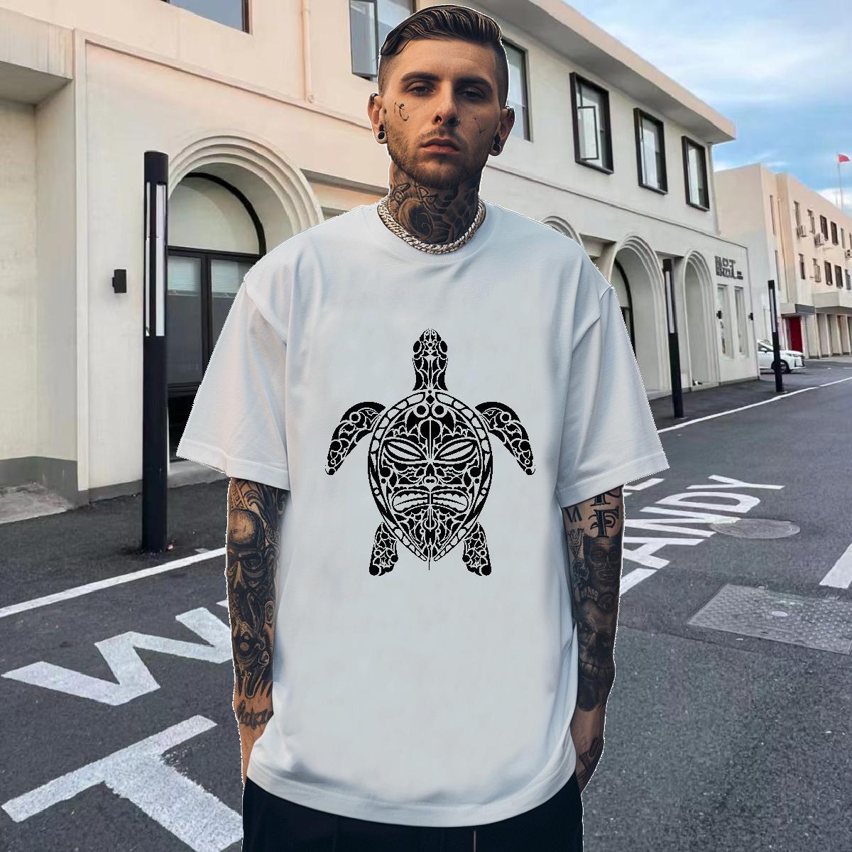 Free Shipping Men Tshirts 230g Cotton Beach tortoise Oversized 4XL Short Sleeve Soft DIY Customized T-Shirts for Men Wear