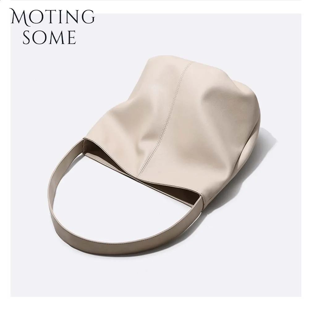Motingsome Minimalism Style Soft Cowhide Women Bags Shoulder Handbag and Purses Fashion Lady Oversize Casual Tote Black 2024 240729